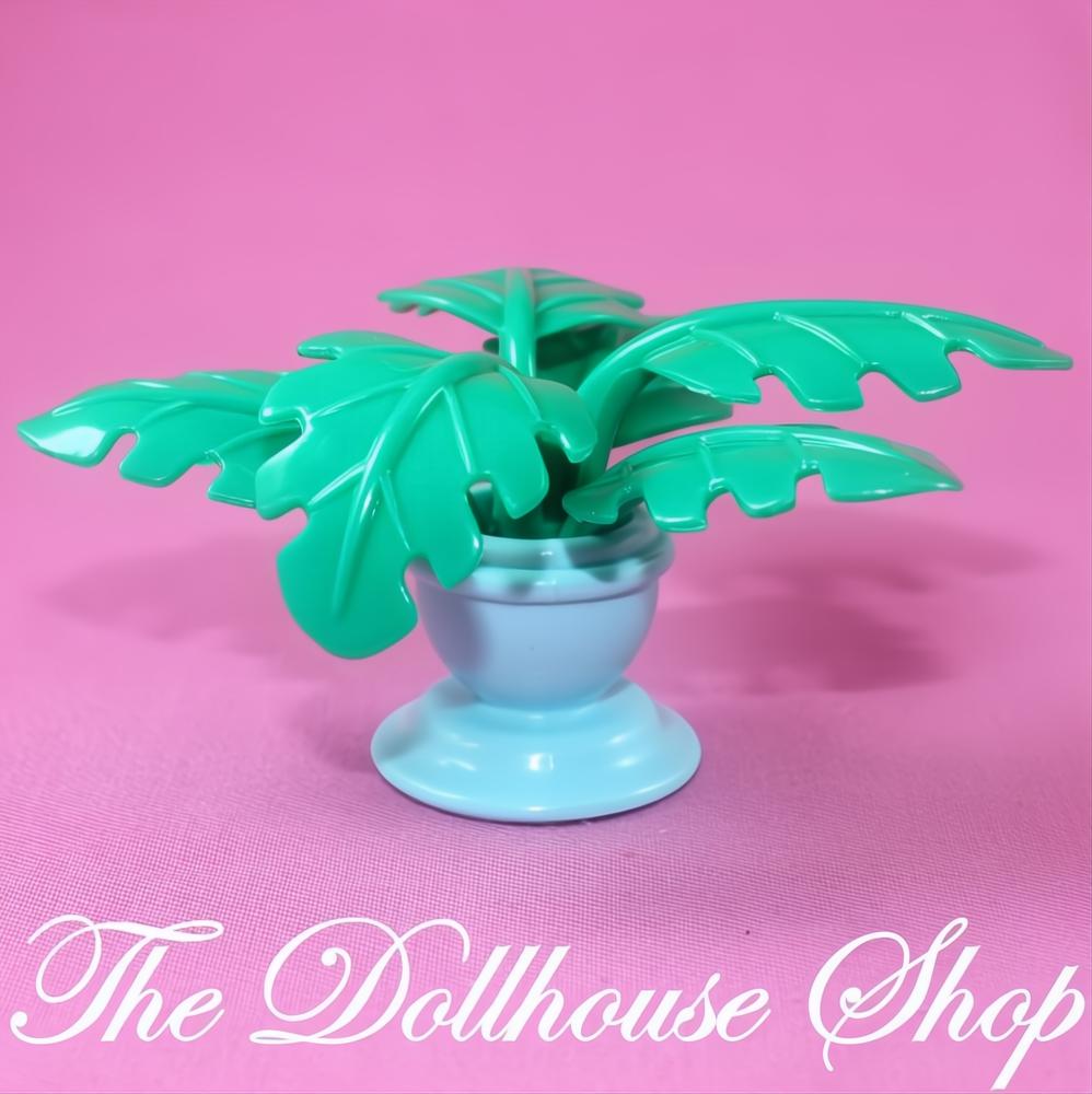 Fisher-Price Loving Family Dollhouse Blue Potted Plant Vase Flower Tree Pot-The Dollhouse Shop