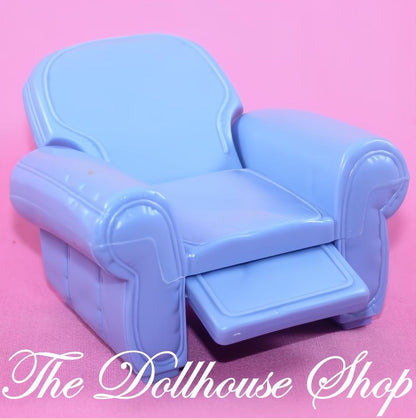 Fisher-Price Loving Family Dollhouse Blue Recliner Sofa Armchair Living Room-The Dollhouse Shop