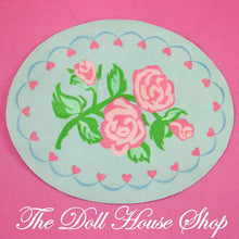 Fisher-Price Loving Family Dollhouse Blue Rose Floral Oval Floor Rug-The Dollhouse Shop