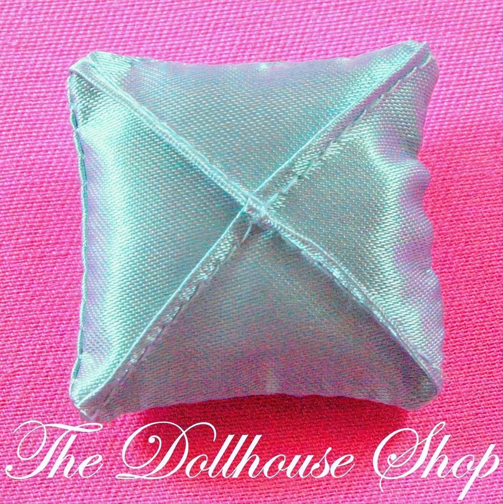 Fisher-Price Loving Family Dollhouse Blue Satin Throw Pillow Doll Cushion-The Dollhouse Shop
