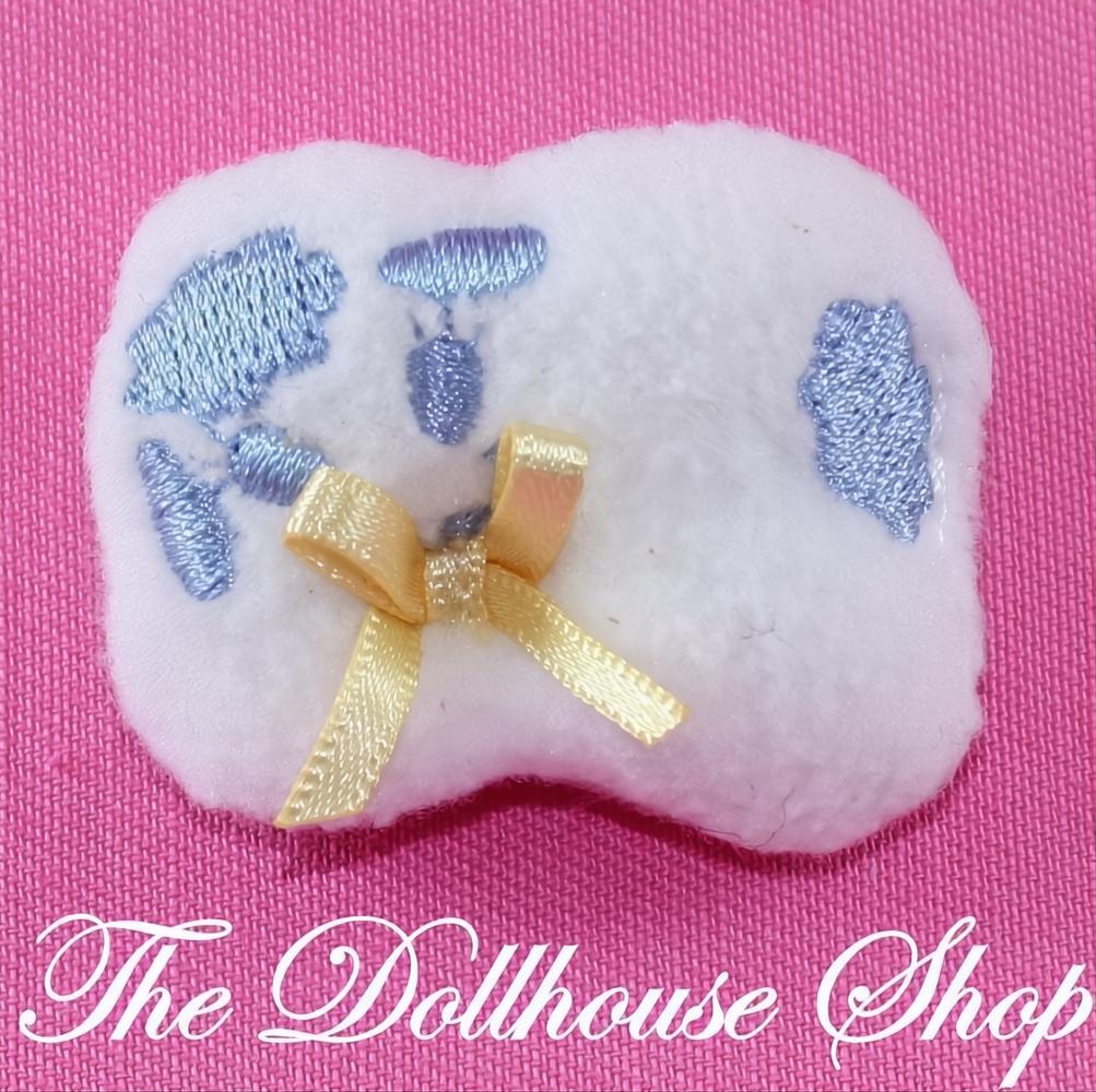 Fisher-Price Loving Family Dollhouse Blue White Baby Doll Crib Pillow Nursery-The Dollhouse Shop