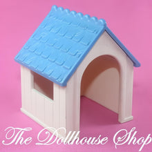 Fisher-Price Loving Family Dollhouse Blue White Pet Dog Kennel House-The Dollhouse Shop