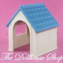 Fisher-Price Loving Family Dollhouse Blue White Pet Dog Kennel House-The Dollhouse Shop