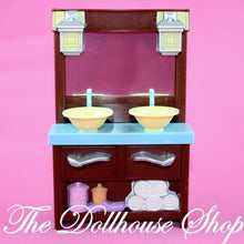 Fisher-Price Loving Family Dollhouse Brown Bathroom Vanity Double Sinks-The Dollhouse Shop