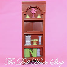 Fisher-Price Loving Family Dollhouse Brown Corner Book Shelf Case Bookcase-The Dollhouse Shop