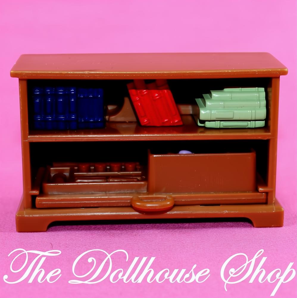 Fisher-Price Loving Family Dollhouse Brown Craft Bookshelf Kids Bedroom-The Dollhouse Shop