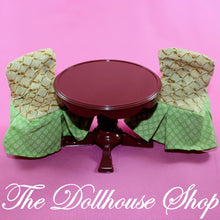 Fisher-Price Loving Family Dollhouse Brown Dining Room Round Table Two Chairs-The Dollhouse Shop