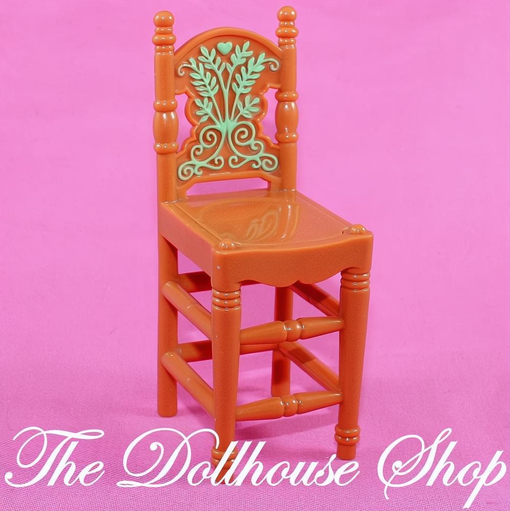 Fisher-Price Loving Family Dollhouse Brown Kitchen Island Tall Chair Seat-The Dollhouse Shop