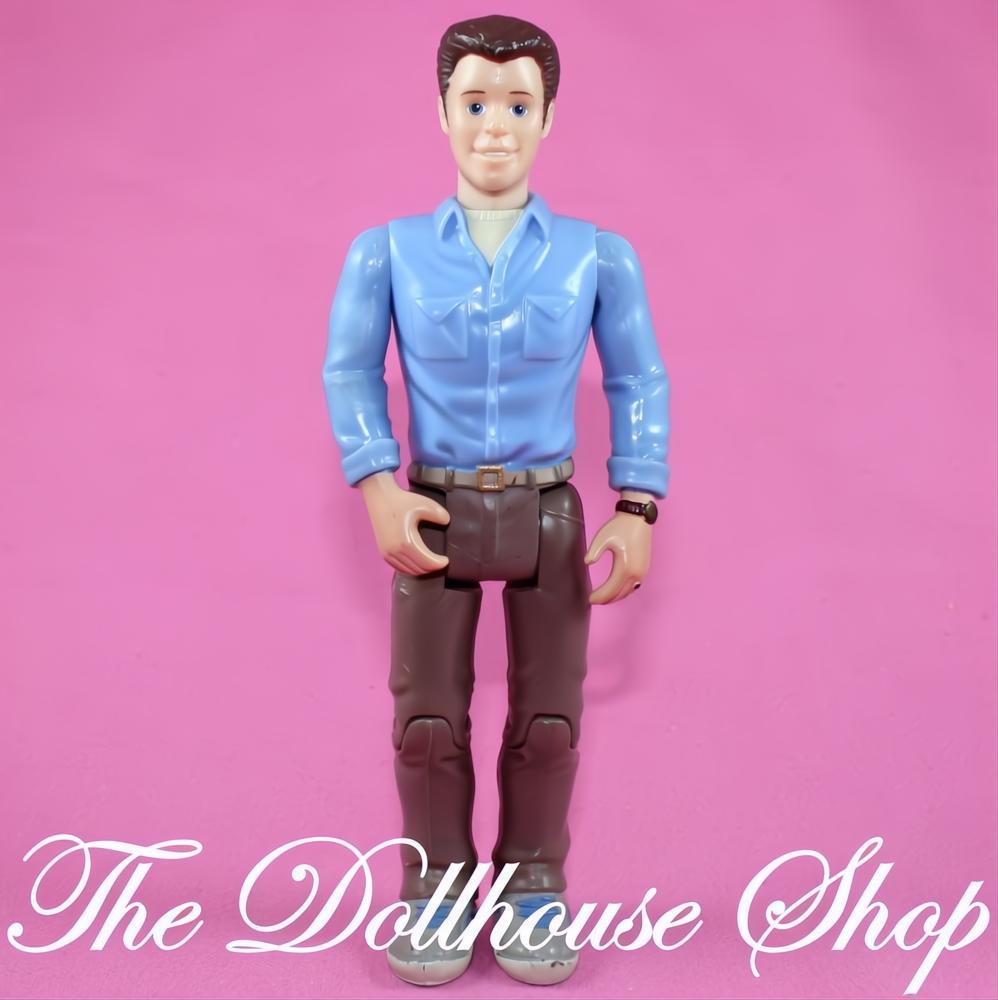 Fisher-Price Loving Family Dollhouse Brunette Dad Father Man Doll Blue-The Dollhouse Shop