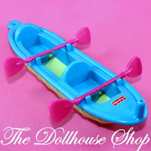 Fisher Price Loving Family Dollhouse Camping Dolls Blue Kayak Canoe Boat 2 Oars-The Dollhouse Shop