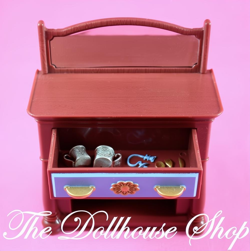 Fisher-Price Loving Family Dollhouse Dining Room Brown Mirror Buffet-The Dollhouse Shop