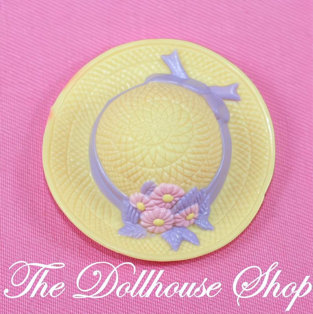 Fisher-Price Loving Family Dollhouse Dolls Yellow Hat Flowers Purple Bow-The Dollhouse Shop