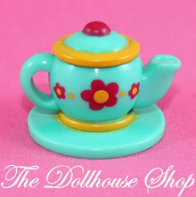 Fisher-Price Loving Family Dollhouse Food Teal Flower Tea Coffee Pot-The Dollhouse Shop