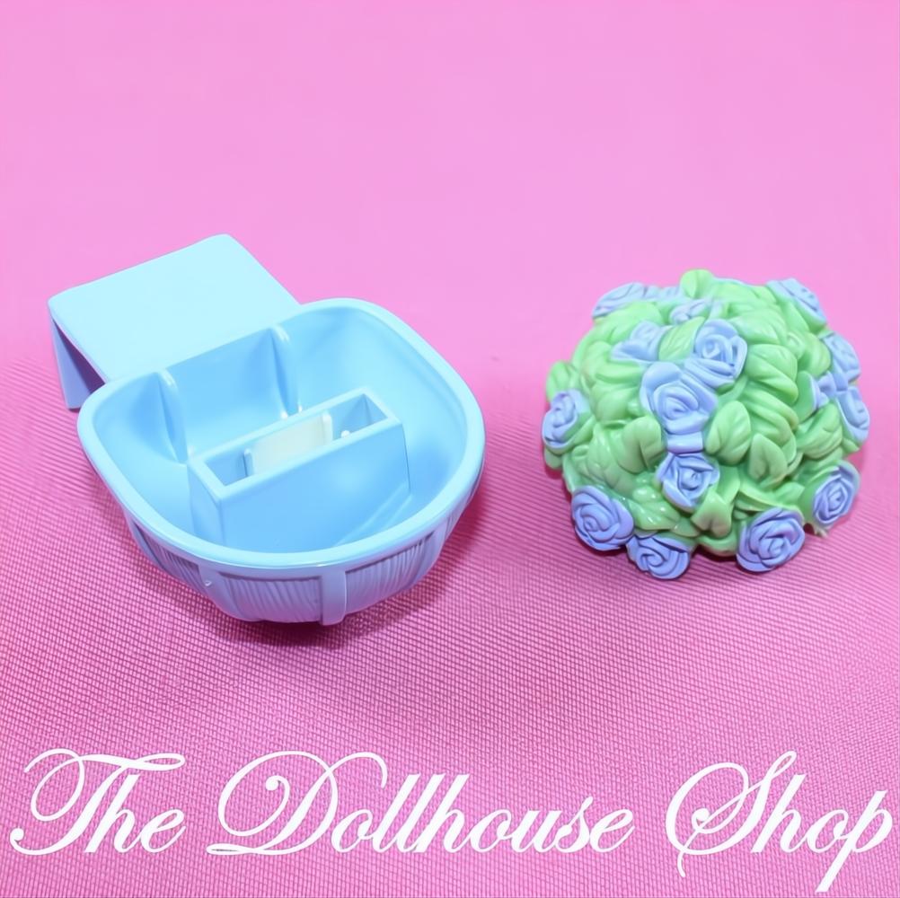 Fisher-Price Loving Family Dollhouse Garden Hanging Basket Blue Flowers-The Dollhouse Shop