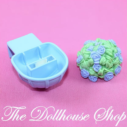 Fisher-Price Loving Family Dollhouse Garden Hanging Basket Blue Flowers-The Dollhouse Shop