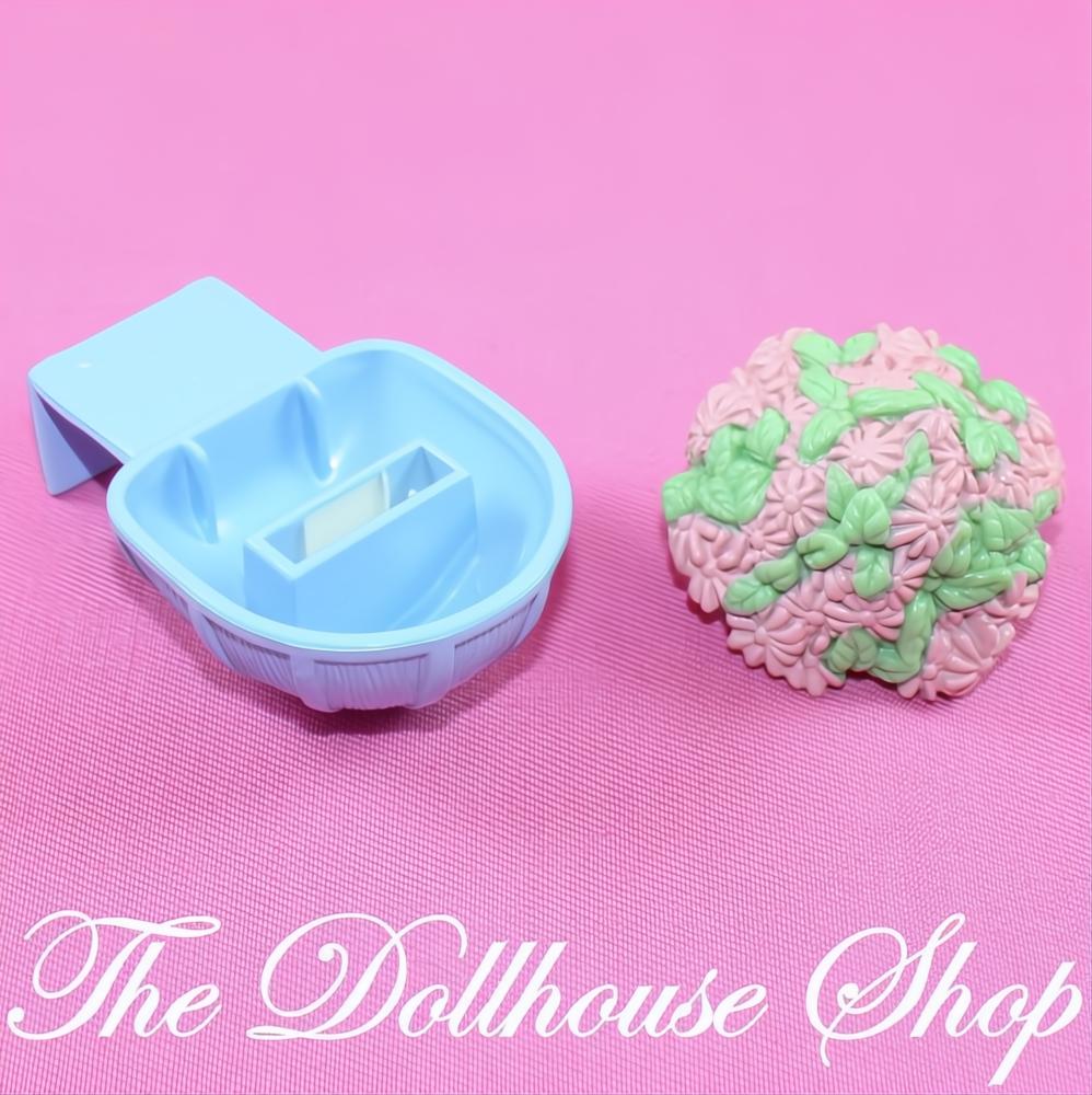 Fisher-Price Loving Family Dollhouse Garden Hanging Basket Pink Flowers-The Dollhouse Shop