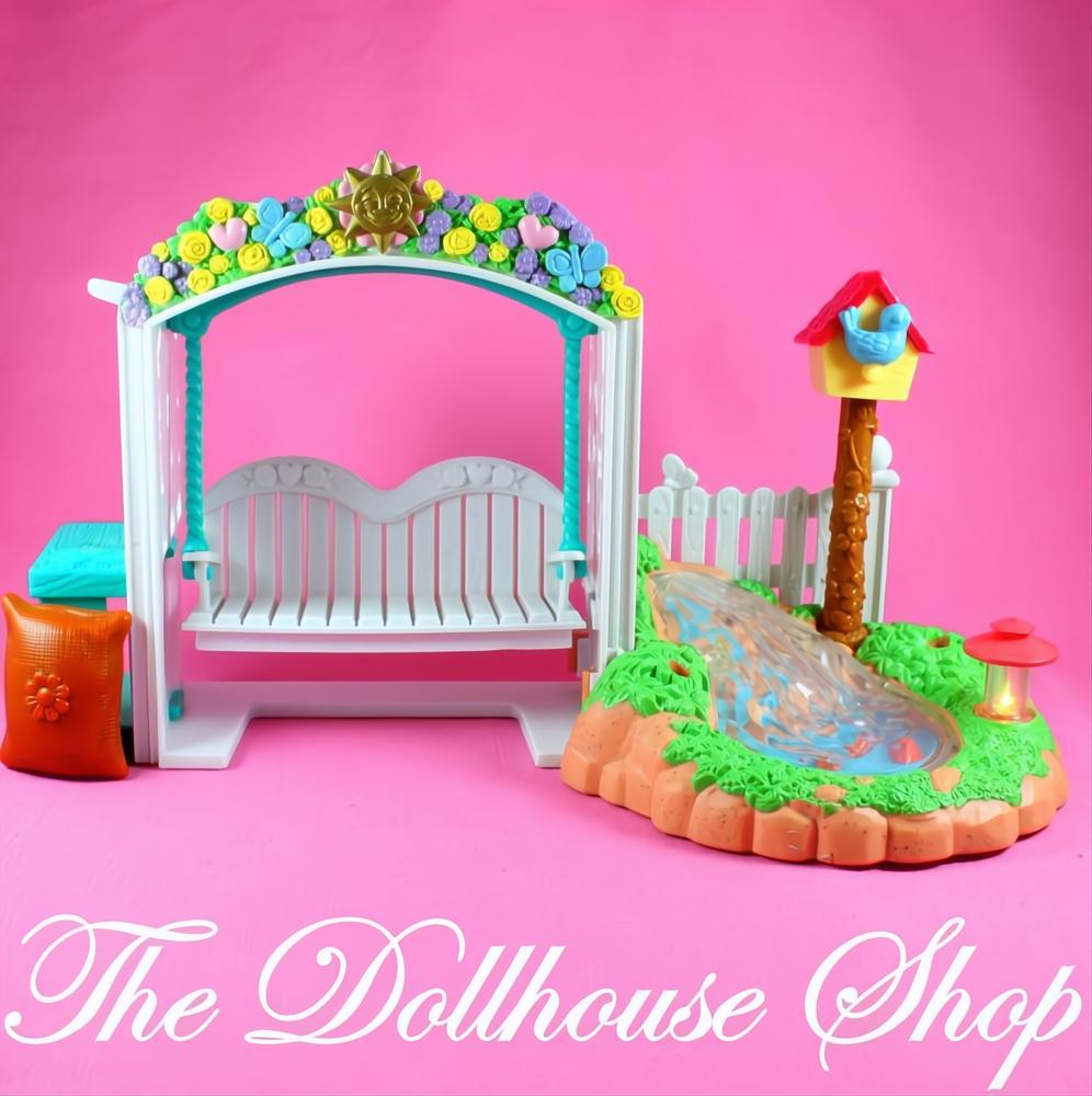 Fisher-Price Loving Family Dollhouse Garden Koi Pond Swing Sounds Lights-The Dollhouse Shop