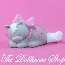 Fisher-Price Loving Family Dollhouse Gray Sleeping Pet Kitten Cat Pink Bow-The Dollhouse Shop