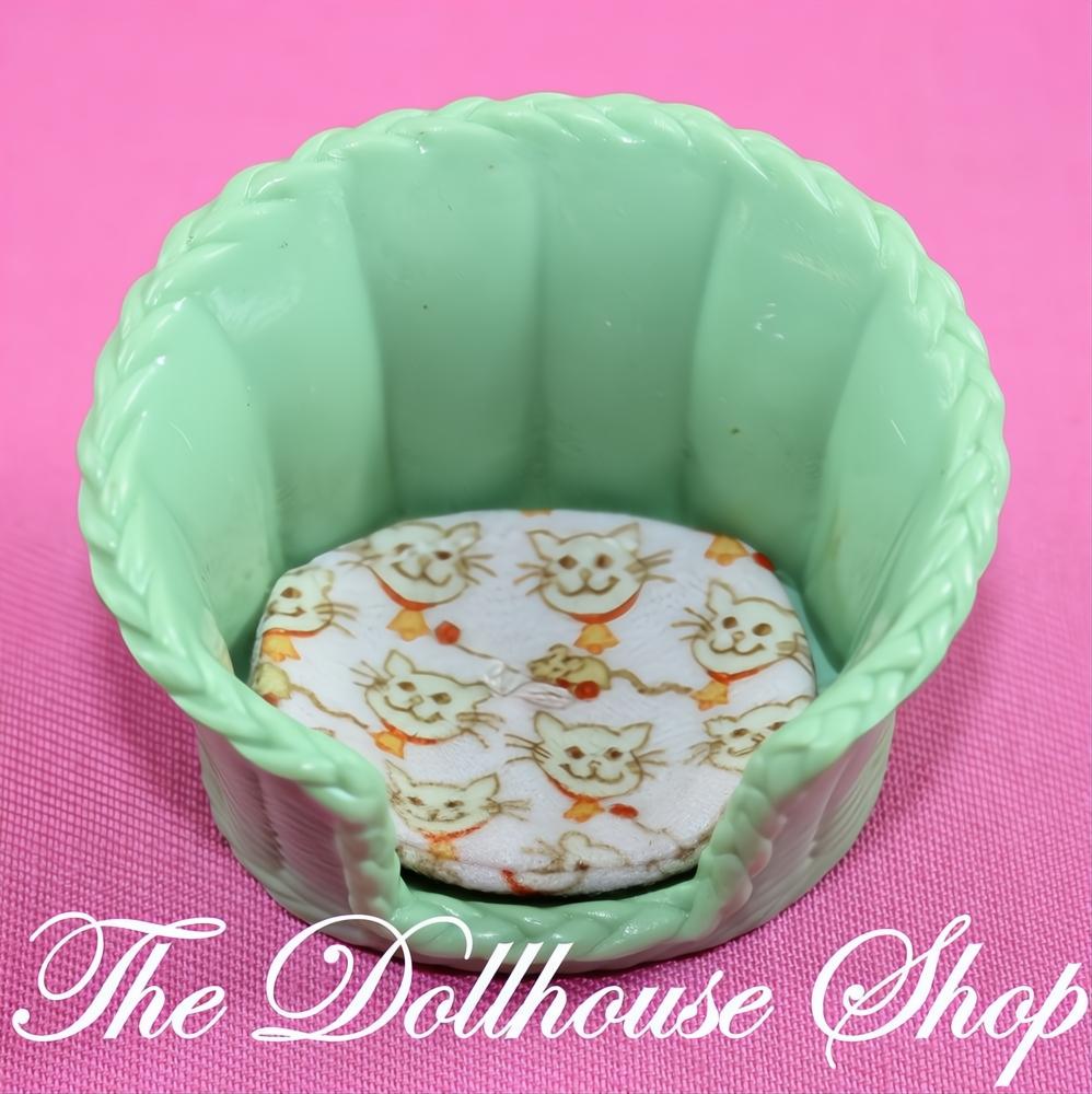 Fisher-Price Loving Family Dollhouse Green Cat Kitten Dog Pet Bed-The Dollhouse Shop