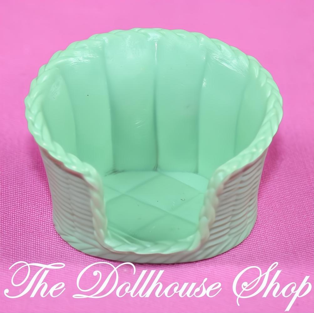 Fisher-Price Loving Family Dollhouse Green Pet Puppy Dog Cat Kitten Bed-The Dollhouse Shop