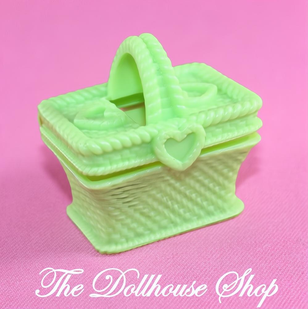 Fisher-Price Loving Family Dollhouse Green Picnic Food Basket for convertible-The Dollhouse Shop