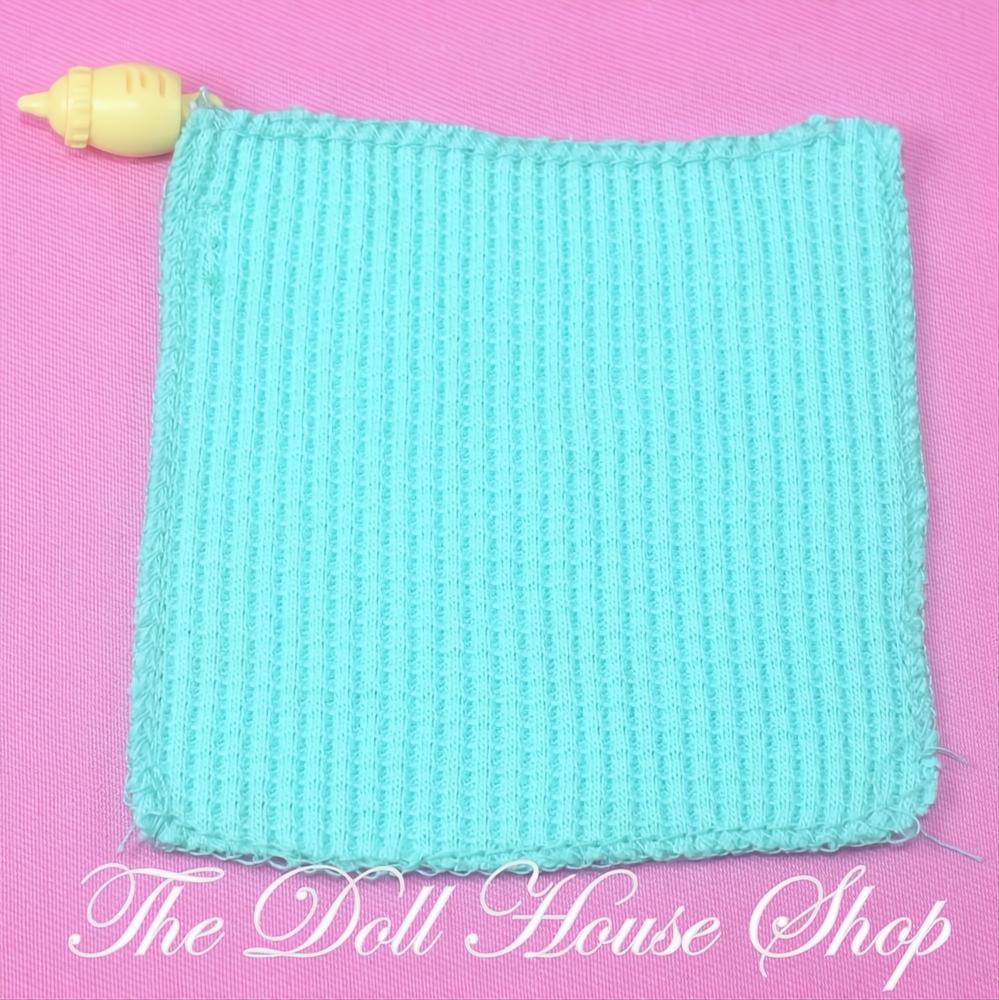Fisher-Price Loving Family Dollhouse Green Waffle Nursery Crib Blanket-The Dollhouse Shop