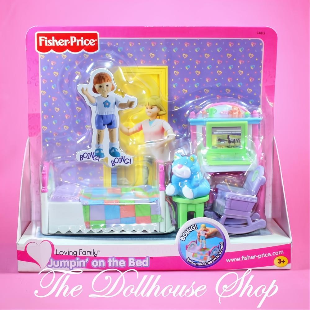Fisher-Price Loving Family Dollhouse Jumpin' on the Bed Kids Bedroom-The Dollhouse Shop