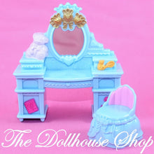 Fisher Price Loving Family Dollhouse Kids Bedroom Blue Vanity Dresser Stool-The Dollhouse Shop