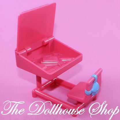 Fisher-Price Loving Family Dollhouse Kids Bedroom Pink School Desk Chair-The Dollhouse Shop