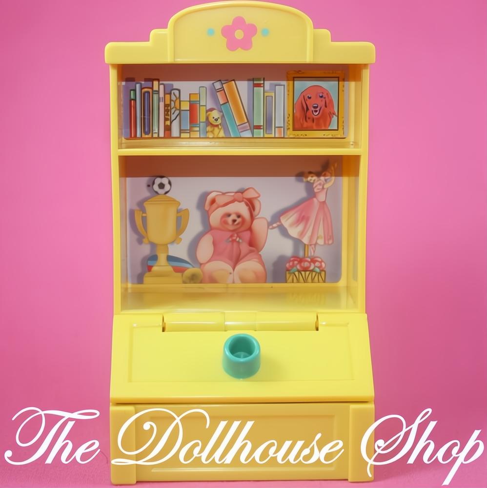 Fisher-Price Loving Family Dollhouse Kids Bedroom Yellow Book Shelf-The Dollhouse Shop