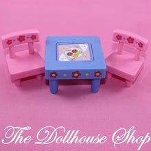 Fisher-Price Loving Family Dollhouse Kids Blue Flip Table 2 Pink Chairs-The Dollhouse Shop