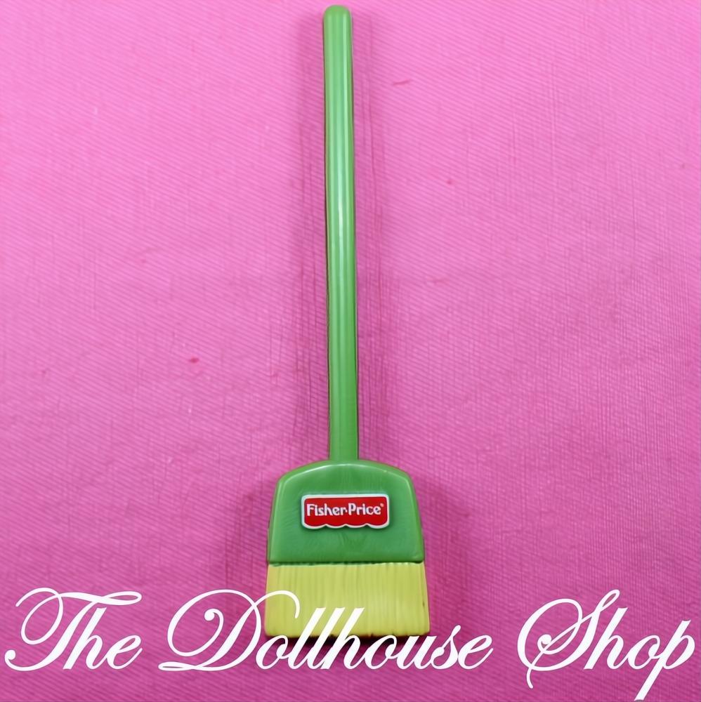 Fisher-Price Loving Family Dollhouse Laundry Green Straw Broom-The Dollhouse Shop