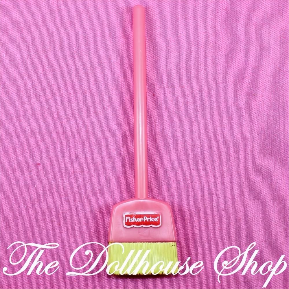 Fisher-Price Loving Family Dollhouse Laundry Pink Straw Broom Kitchen-The Dollhouse Shop