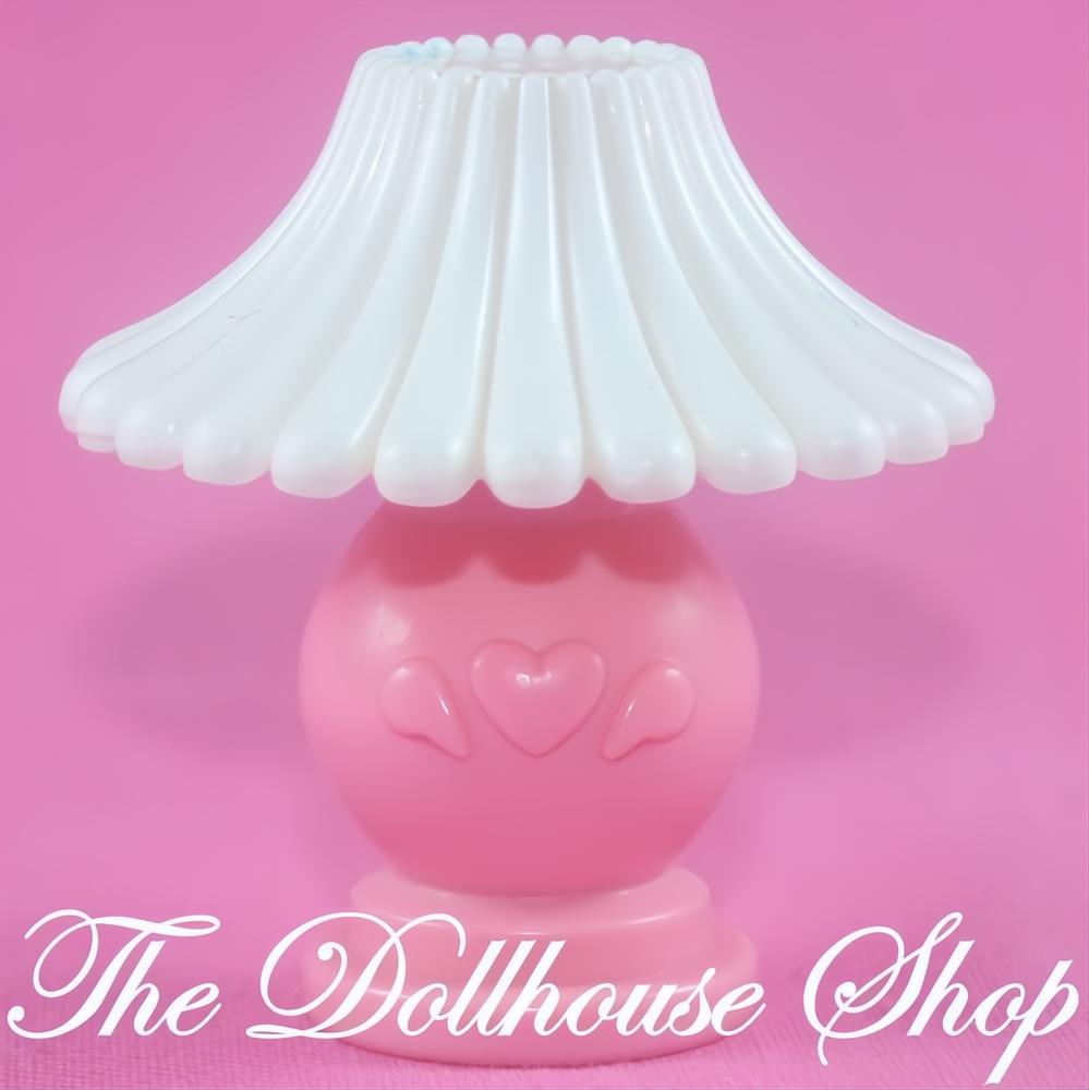 Fisher-Price Loving Family Dollhouse Living Room Pink White Lamp Light-The Dollhouse Shop