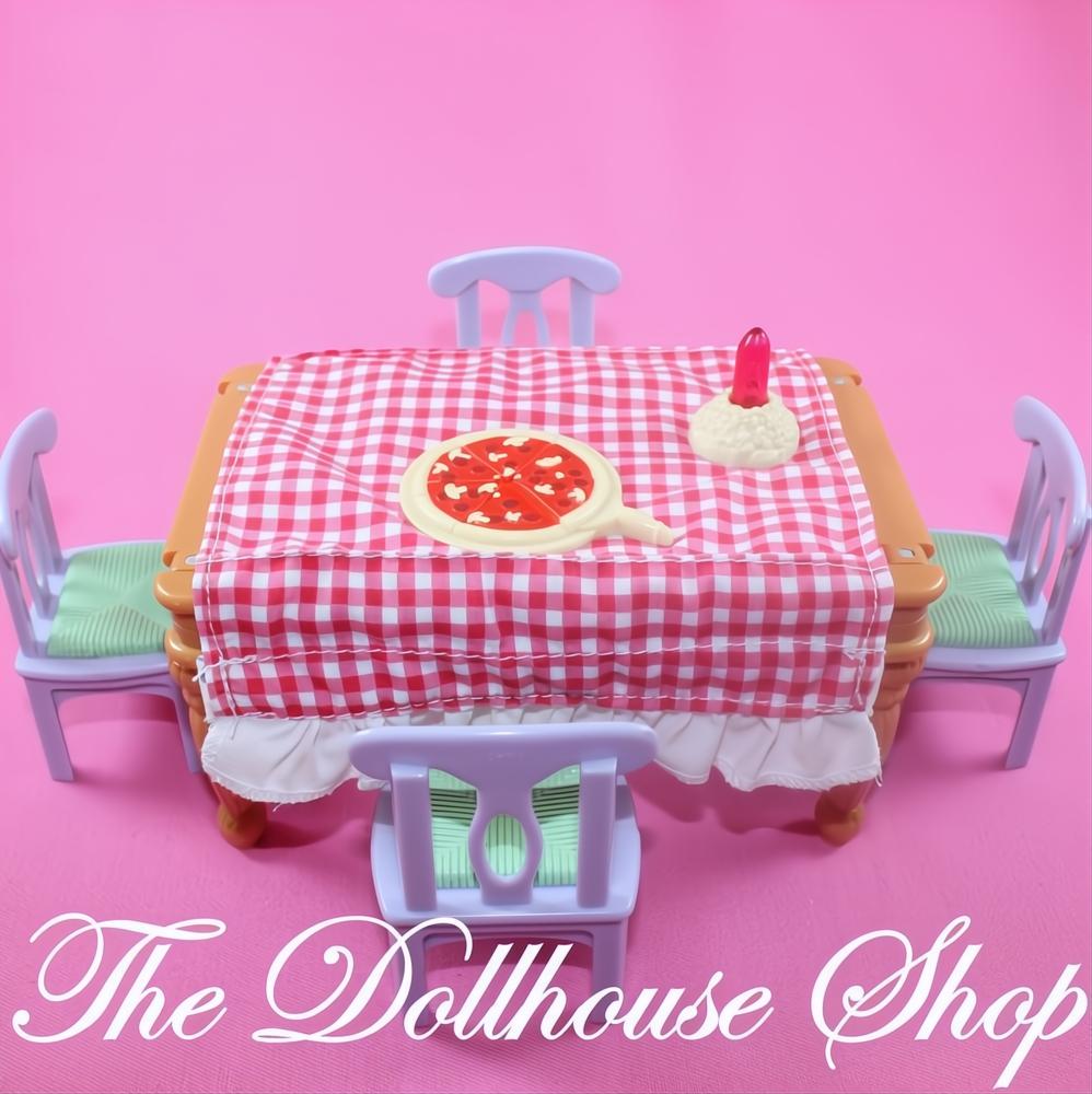 Fisher-Price Loving Family Dollhouse Musical Dining Table 4 chairs Pizza-The Dollhouse Shop