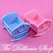 Fisher-Price Loving Family Dollhouse Nursery 2 Cradles Cribs Blue Pink-The Dollhouse Shop