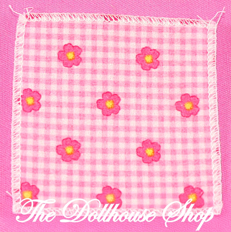 Fisher-Price Loving Family Dollhouse Nursery Blanket Picnic Rug Pink Flowers-The Dollhouse Shop