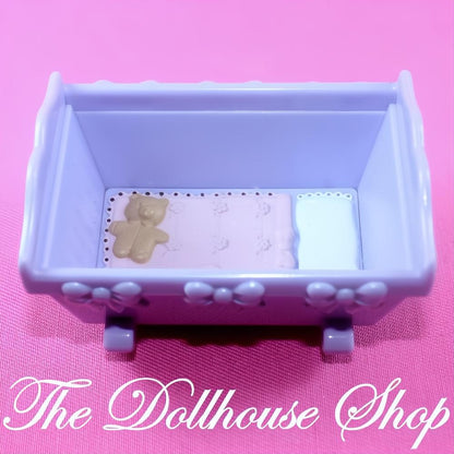 Fisher-Price Loving Family Dollhouse Nursery Doll Purple Crib Cradle-The Dollhouse Shop