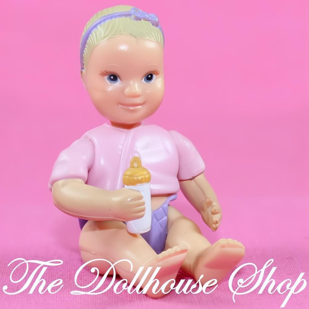 Fisher-Price Loving Family Dollhouse Nursery Pink Baby Girl Purple Diaper-The Dollhouse Shop