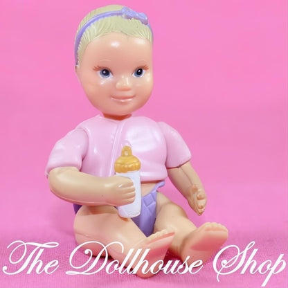 Fisher-Price Loving Family Dollhouse Nursery Pink Baby Girl Purple Diaper-The Dollhouse Shop