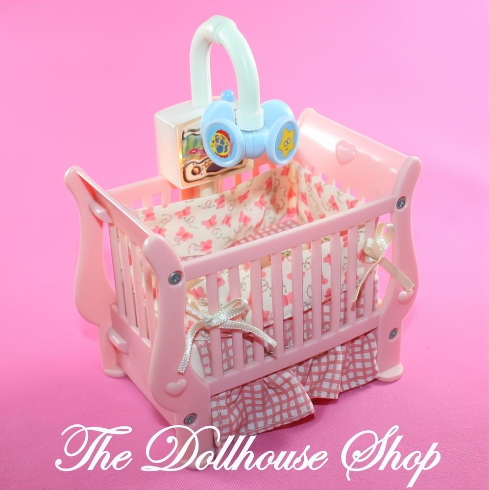 Fisher-Price Loving Family Dollhouse Nursery Pink Baby Music Crib Mobile-The Dollhouse Shop