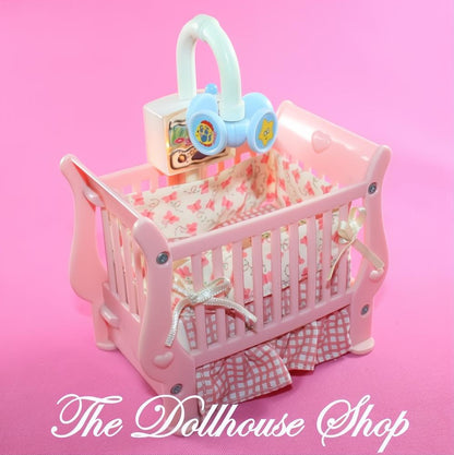 Fisher-Price Loving Family Dollhouse Nursery Pink Baby Music Crib Mobile-The Dollhouse Shop