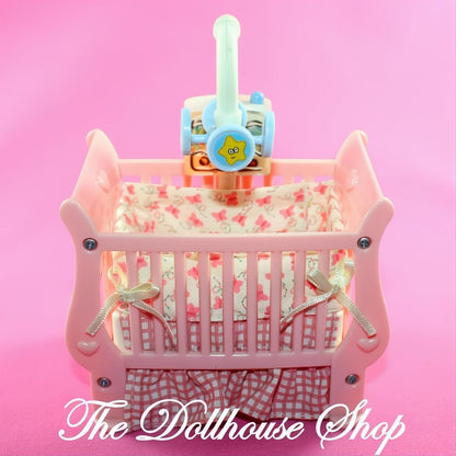 Fisher-Price Loving Family Dollhouse Nursery Pink Baby Music Crib Mobile-The Dollhouse Shop