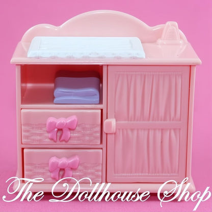Fisher-Price Loving Family Dollhouse Nursery Pink Changing Table drawers-The Dollhouse Shop
