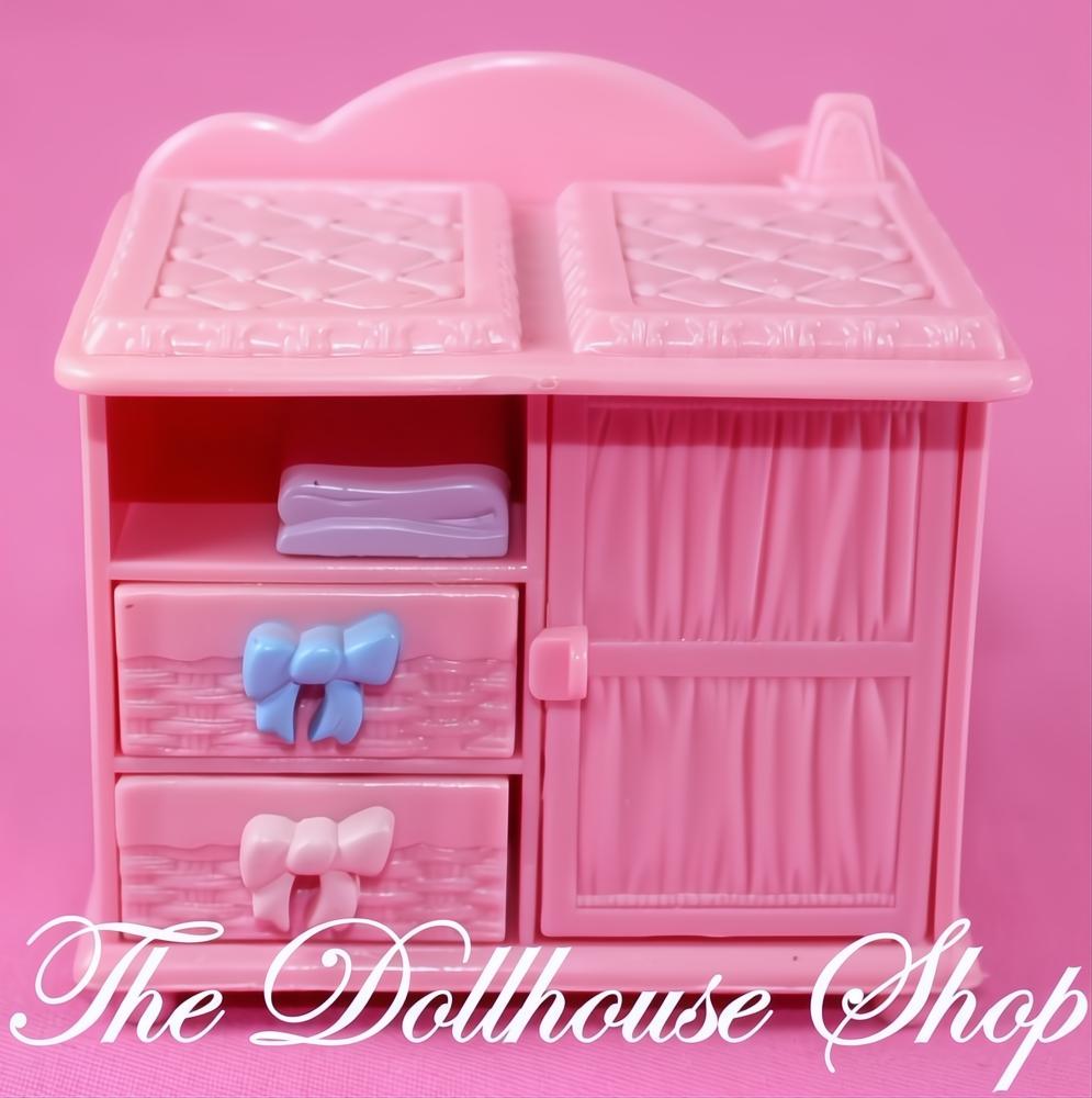 Fisher-Price Loving Family Dollhouse Nursery Pink Changing Table Drawers-The Dollhouse Shop