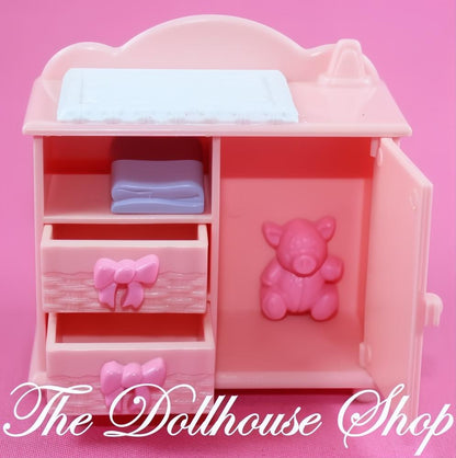 Fisher-Price Loving Family Dollhouse Nursery Pink Changing Table drawers-The Dollhouse Shop