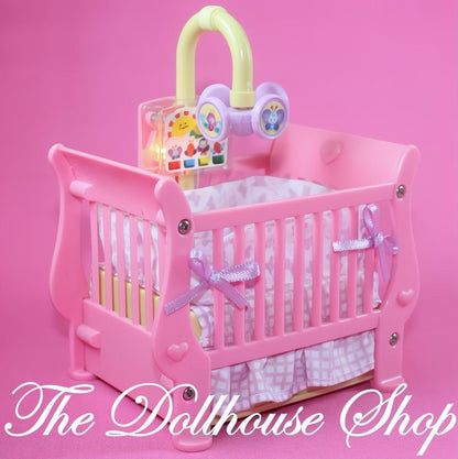 Fisher-Price Loving Family Dollhouse Nursery Pink Twin Musical Crib-The Dollhouse Shop