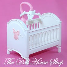 Fisher-Price Loving Family Dollhouse Nursery White Girl Crib pink mobile-The Dollhouse Shop