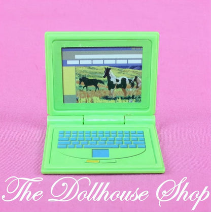 Fisher-Price Loving Family Dollhouse Office Green Laptop Computer Horses-The Dollhouse Shop