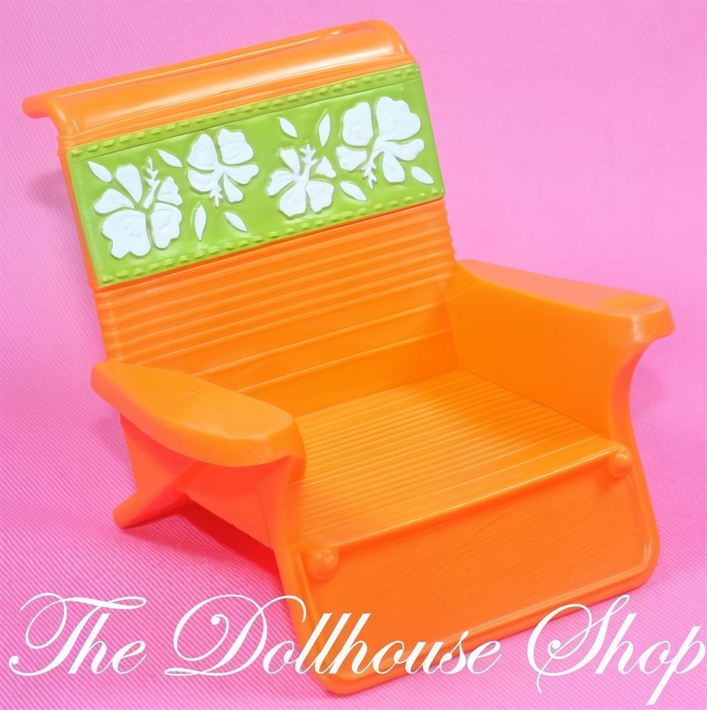 Fisher-Price Loving Family Dollhouse Orange Beach Pool Chair Camping Seat-The Dollhouse Shop